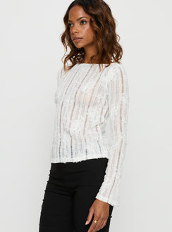 Devanie Sheer Long Sleeve Top White