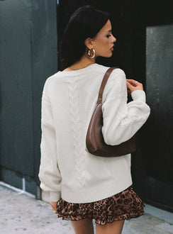 back view of model wearing Princess Polly Luned Mini Skirt Leopard Tall Mini Skirts Skirts 