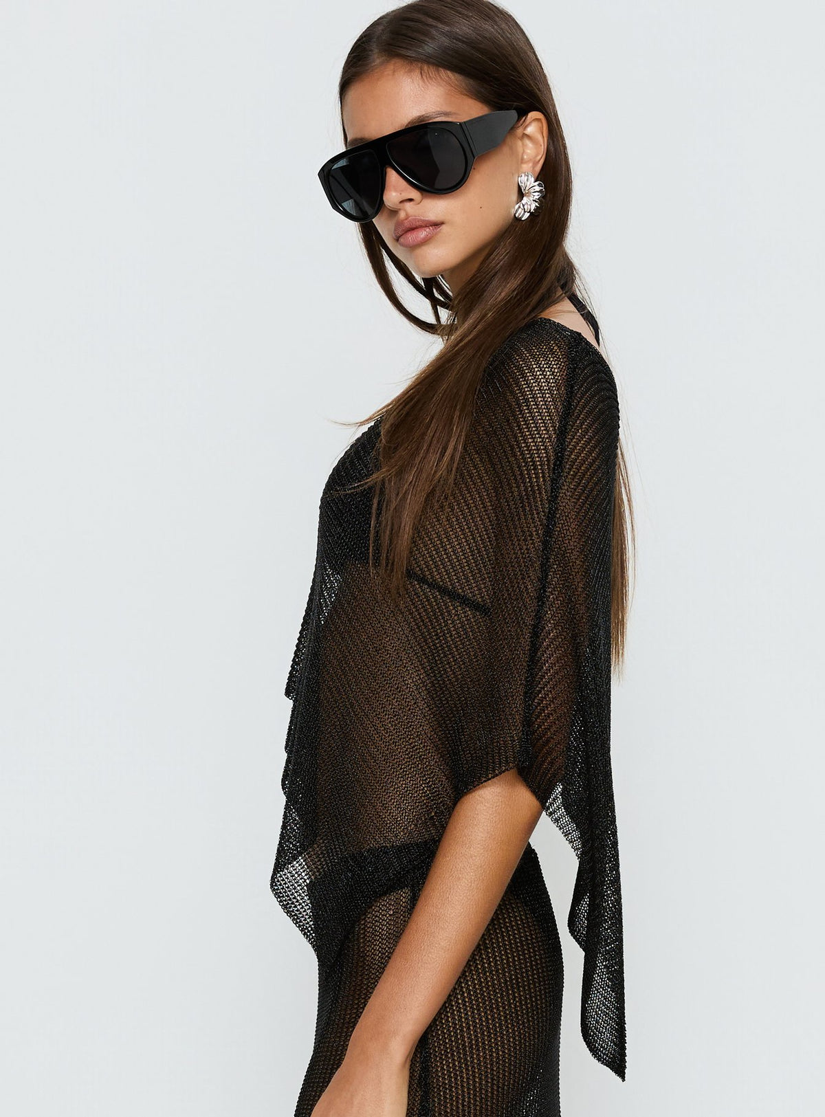 Luminous Sheer Poncho Black