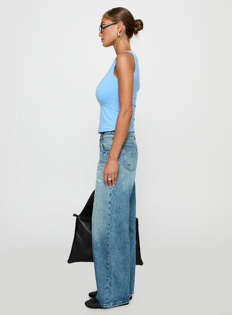 Picasso Mid Rise Straight Leg Jeans Mid Blue Mid Rise Jeans Jeans 