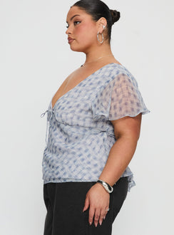 My Last Love Top Blue Check Curve