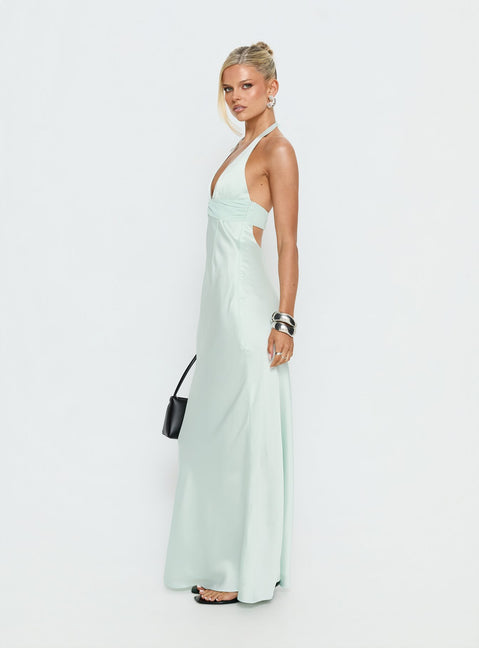 Odyssa Halter Maxi Dress Mint Green