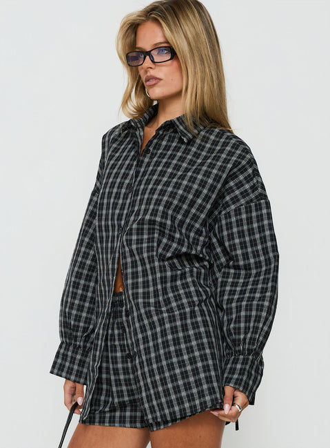 Quiny Long Sleeve Shirt Black Check