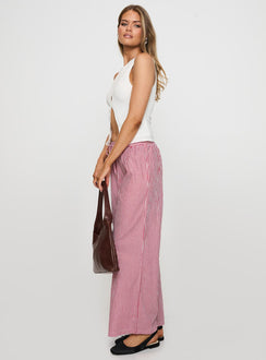 Holiday Tie Front Pants Red/White Stripe Low Rise Pants Pants 