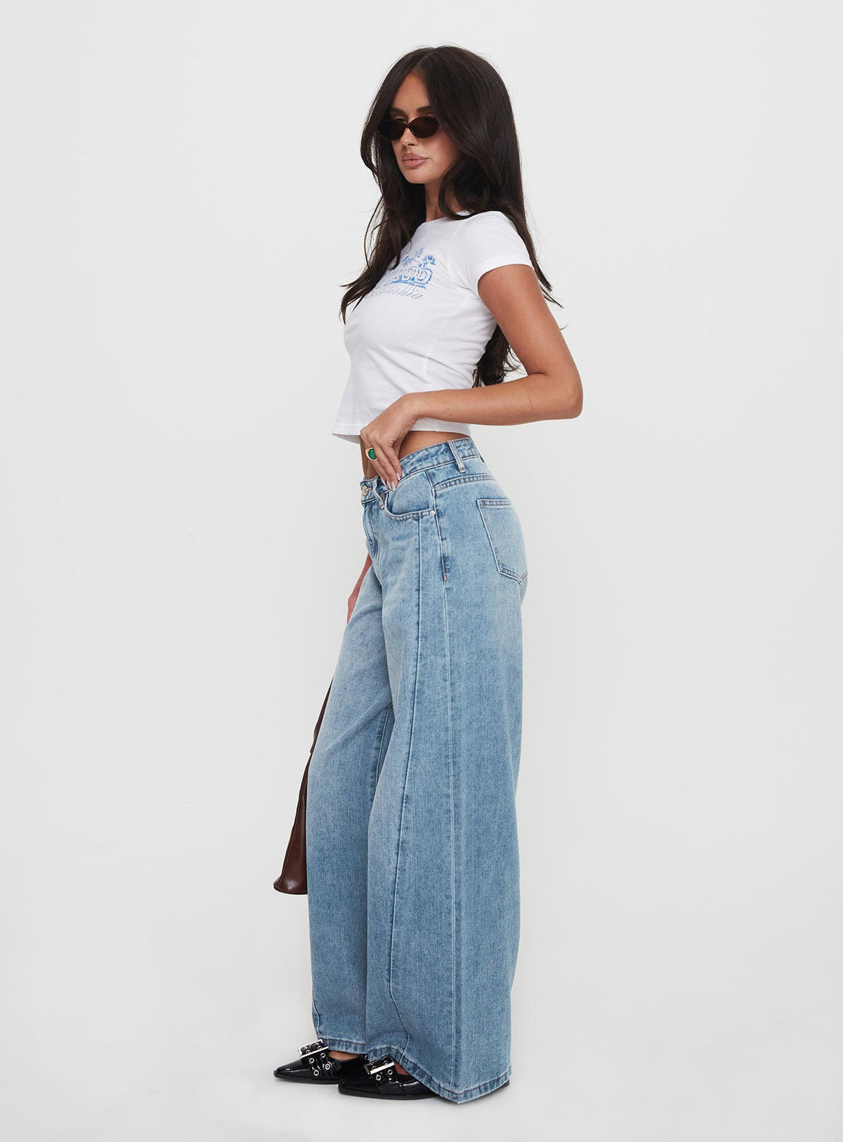 Ringer Low Rise Wide Leg Jeans Blue Mid Rise Jeans Jeans 