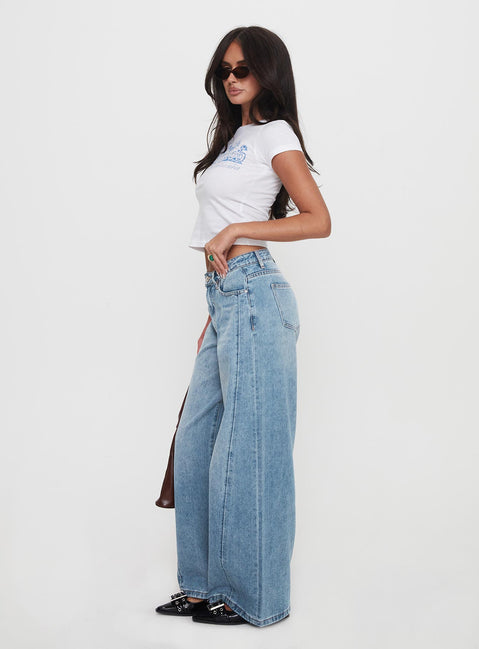 Ringer Low Rise Wide Leg Jeans Blue Mid Rise Jeans Jeans 