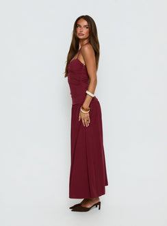 Marguerite Halter Maxi Dress Ruby Wine Tall