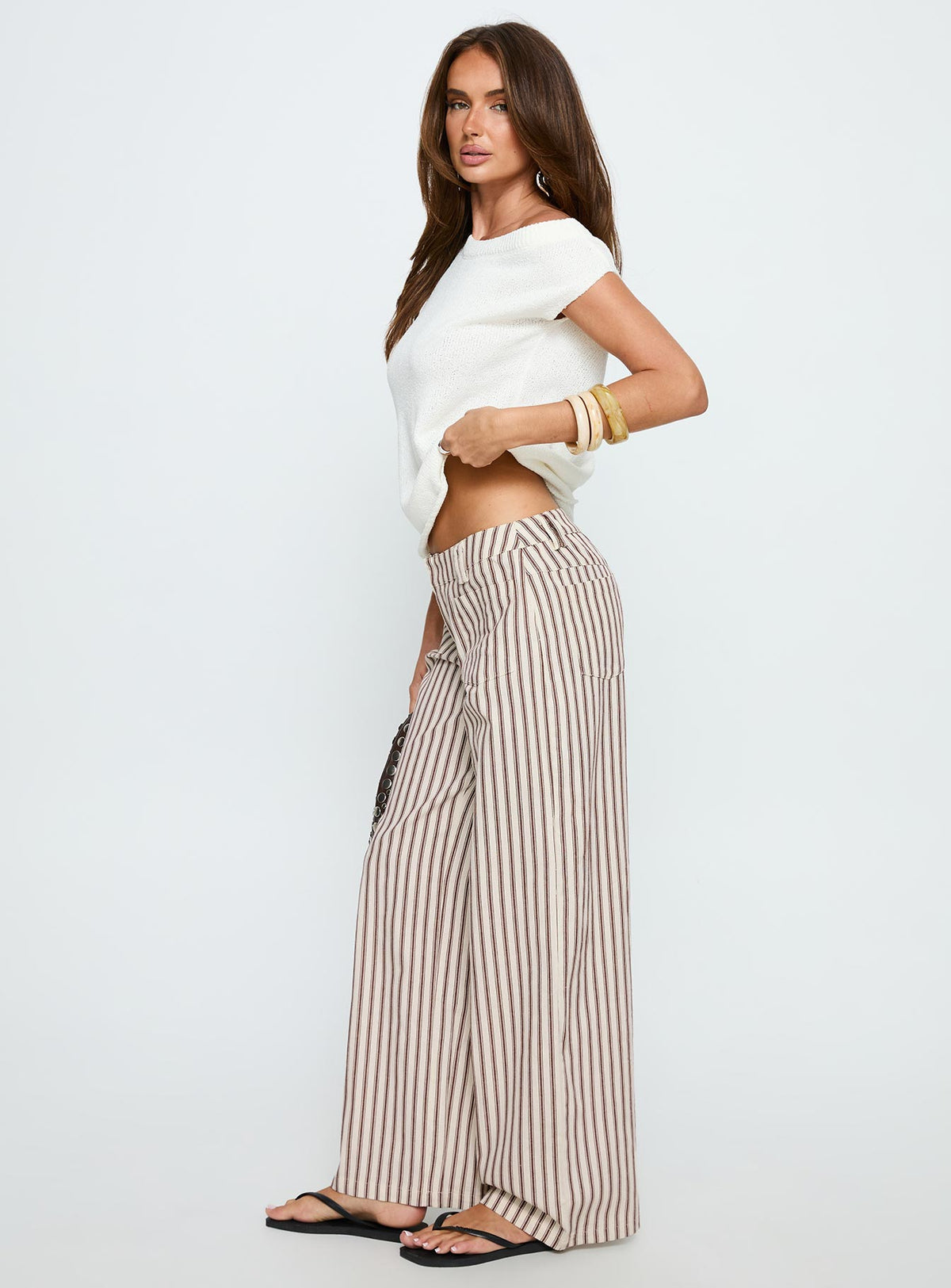 Vendi Low Rise Pant Brown Stripe Low Rise Pants Pants 