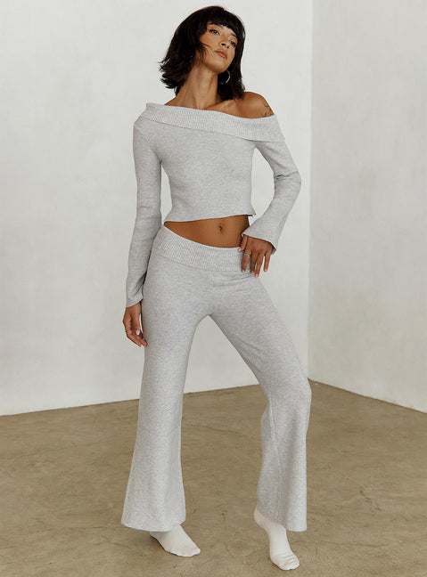 Try Me Knit Pants Grey Low Rise Pants Pants 