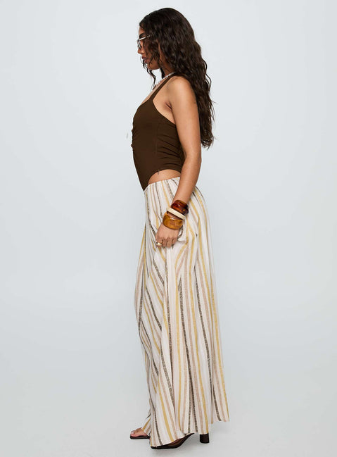   side view of model wearing Princess Polly Aisla Maxi Skirt Multi Maxi Skirts Skirts 