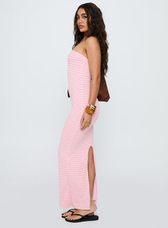Savins Strapless Maxi Dress Pink Stripe
