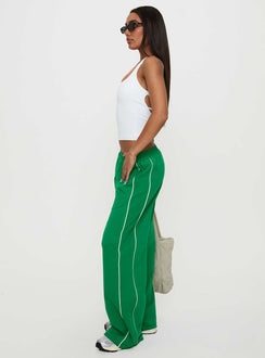 side view of model wearing Princess Polly Field Day Track Pants Green High Rise Pants Pants 