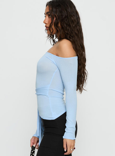 Kastor One Shoulder Long Sleeve Top Blue