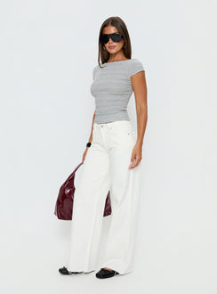Showcasing the Darla Low Rise Straight Leg Jean White in womens-jeans front view of model wearing Princess Polly
