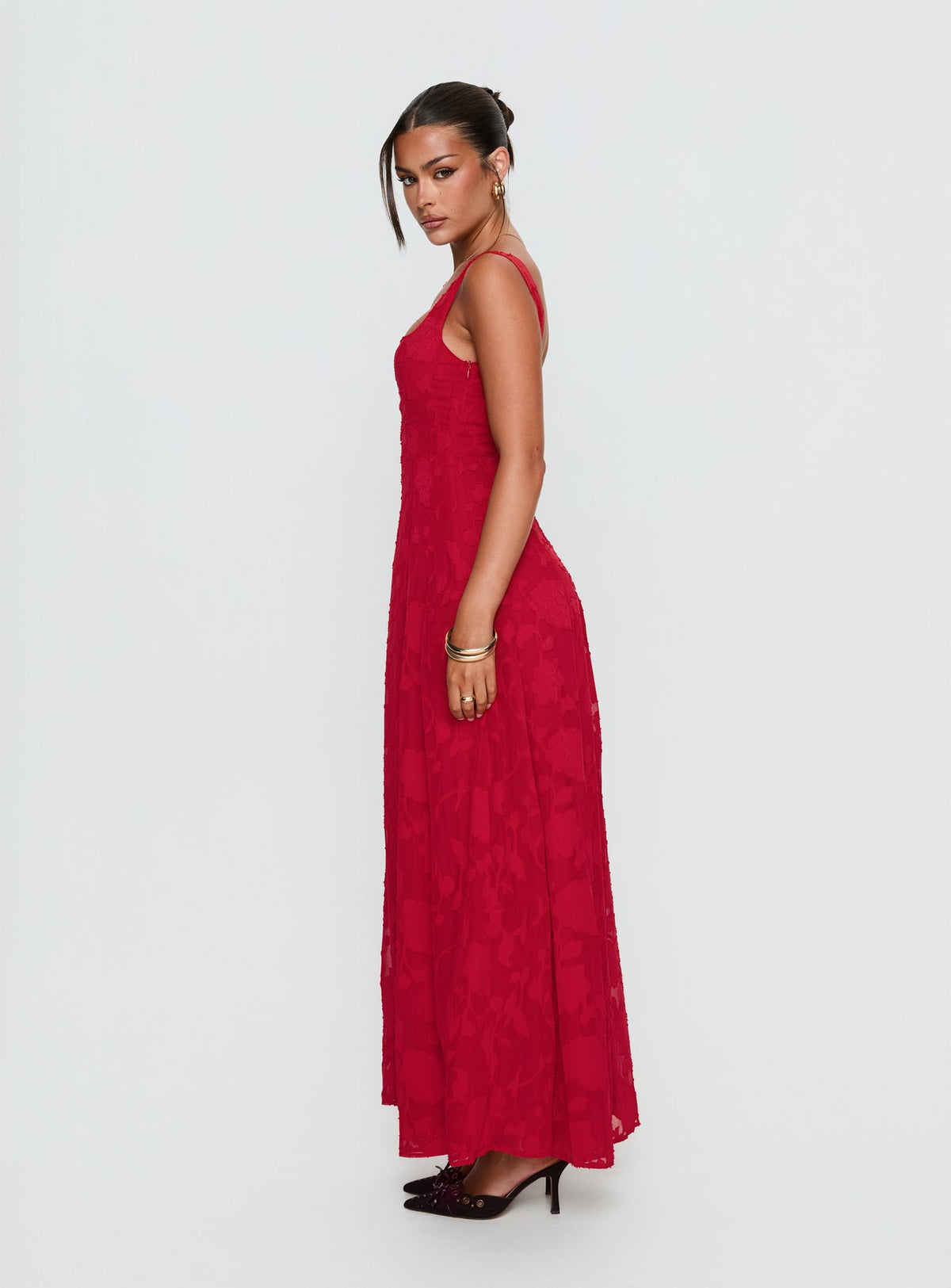 Margaux Burnout Maxi Dress Red
