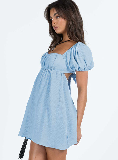 product Princess Polly High Neck  Let's Dance Mini Dress Blue