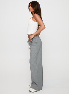 side view of model wearing Princess Polly All Day Straight Leg Sweatpants Grey Marle Low Rise Pants Pants 