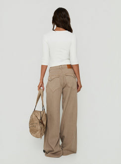 Designed with Maryjo Mid Rise Super Baggy Jeans Washed Brown in womens-jeans and mid-rise waist back view of model wearing Princess Polly