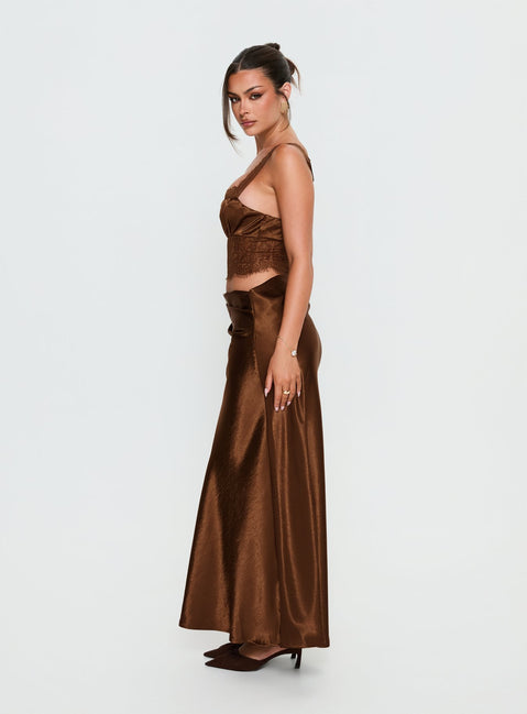 Fayfe Lace Maxi Dress Chocolate