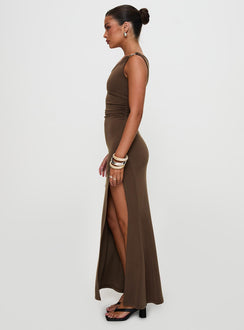 Rios One Shoulder Maxi Dress Brown