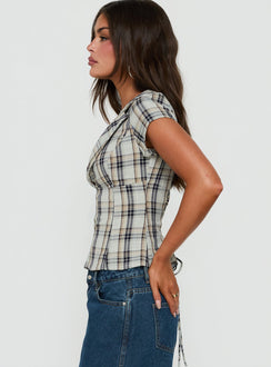 Alexandrea Plunge Button Up Top Check