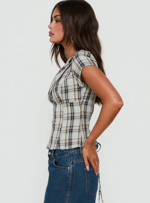 Alexandrea Plunge Button Up Top Check