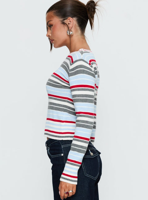 Briette Long Sleeve Top Blue / Red Stripe
