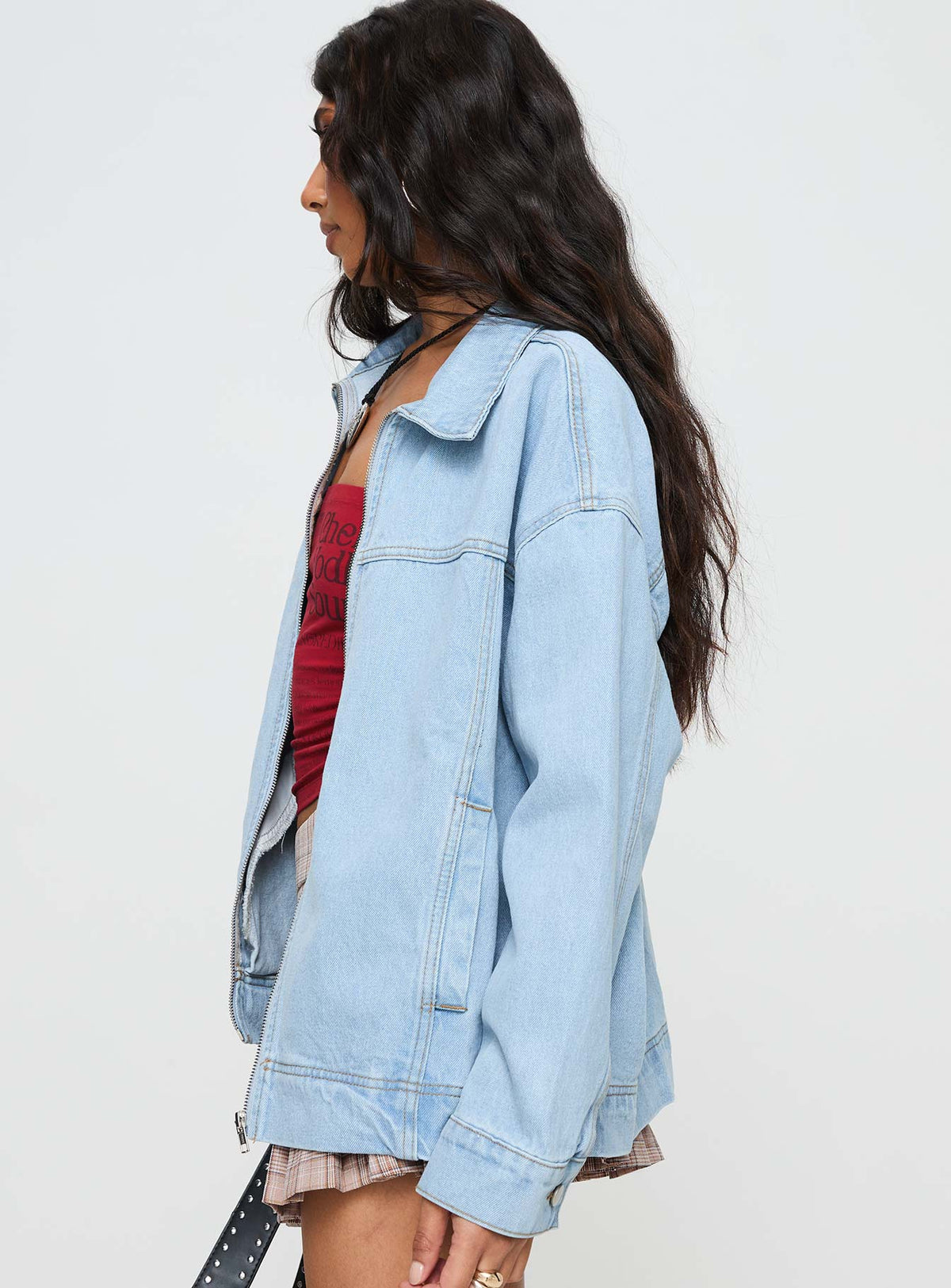 Denim Denim bomber jacket Pointed collar, zip fastening down front, twin hip pockets, single button cuff