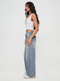 Ronine Low Rise Wide Leg Jeans Light Wash Low Rise Jeans Jeans 