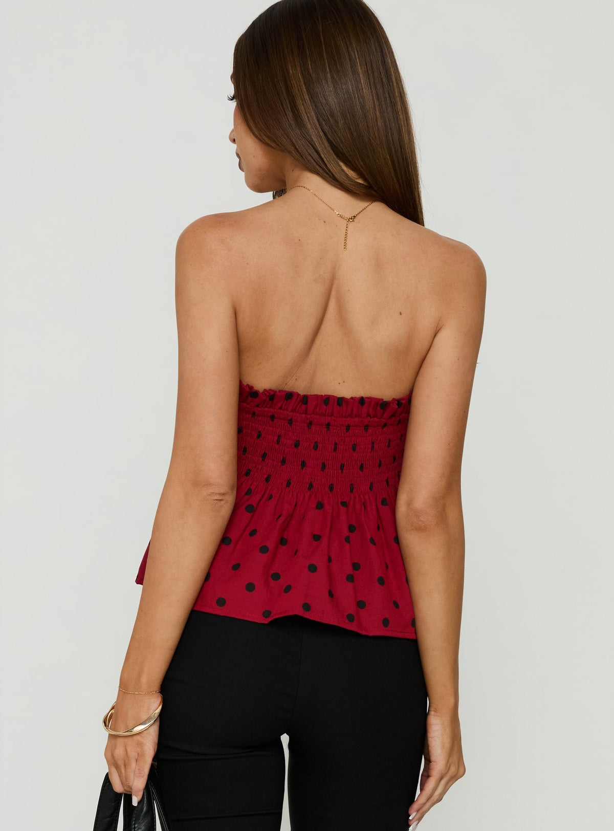 Peachy Keen Frill Cami Top Red Polka Dot