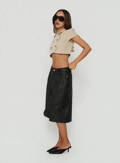 Spectator Faux Leather Longline Shorts Black