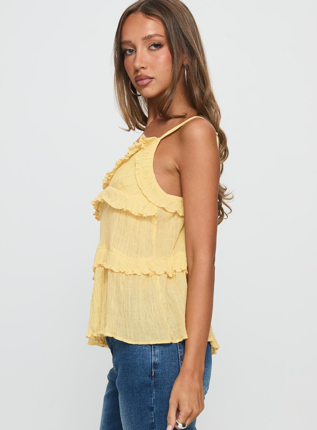 Jorjia Ruffle Cami Top Yellow