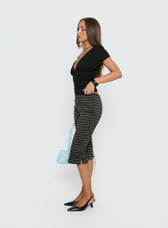 side view of model wearing Princess Polly Lights Are Off Capri Pants Multi Mid Rise Pants Pants 