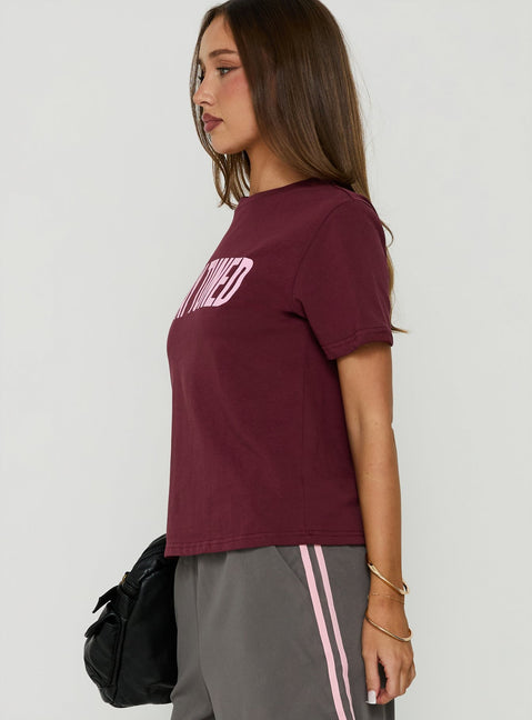 Stay Tuned Graphic Baby Tee Plum