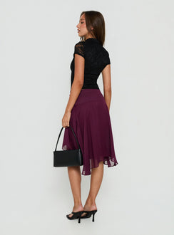 Jesarna Asymmetrical Wrap Midi Skirt Plum
