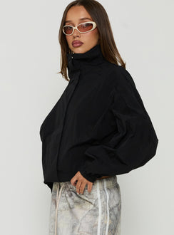 Kallow Funnel Neck Windbreaker Jacket Black