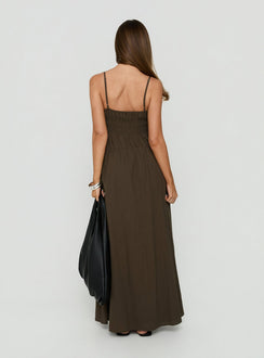 Magnolie Shirred Maxi Dress Green