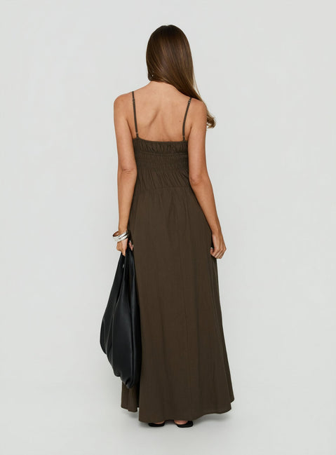 Magnolie Shirred Maxi Dress Green