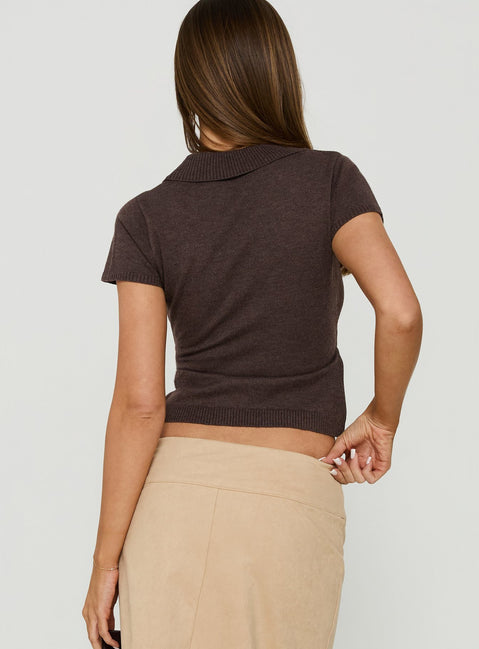 Camissa Knit Wrap Top Chocolate