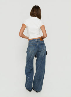 Ellanor Low Rise Paint Straight Leg Jean Vintage Mid Blue
