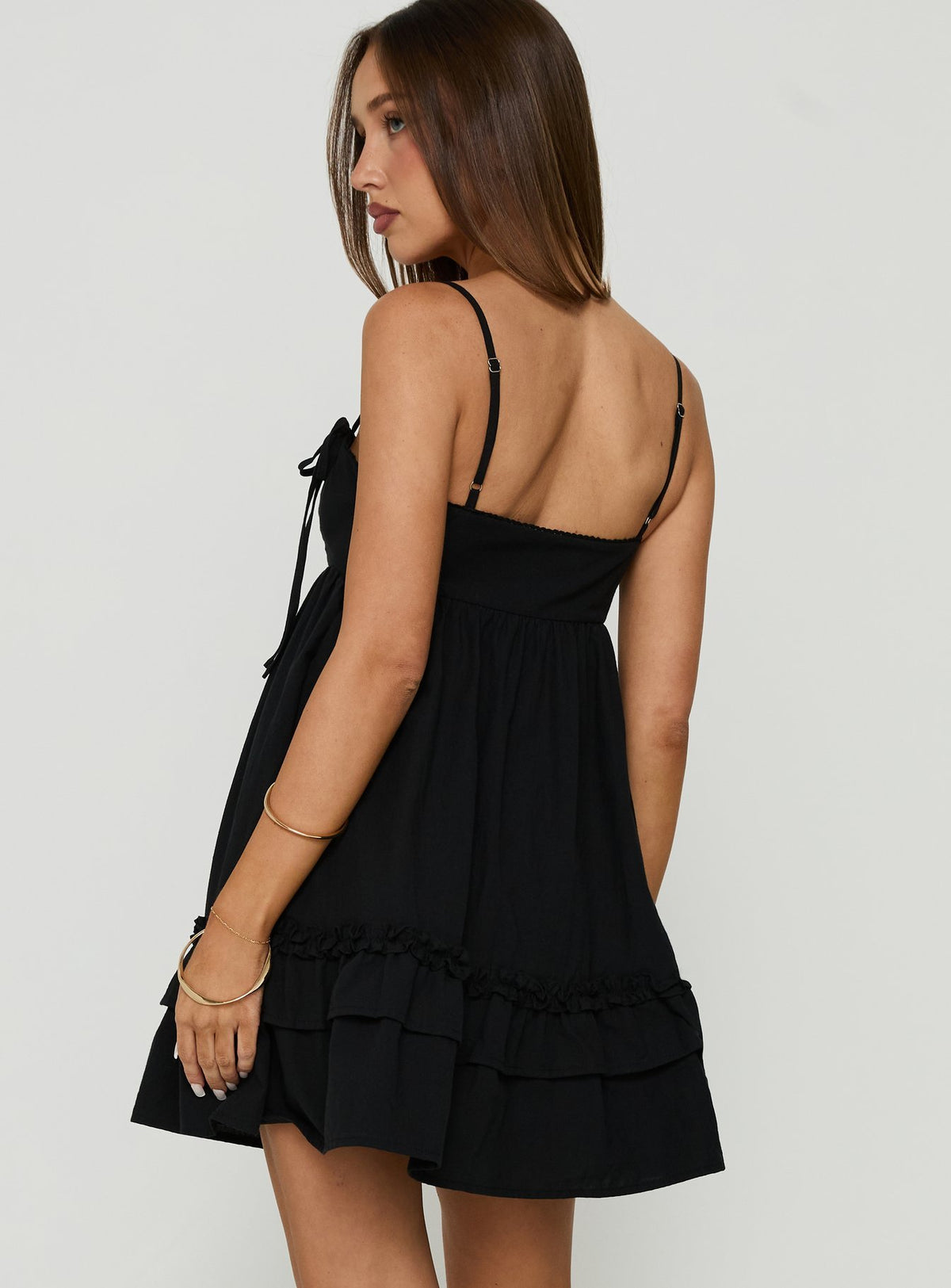 Enhancement Babydoll Mini Dress Black