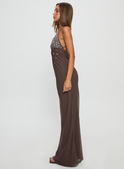 Dannelle Sequin Maxi Dress Brown