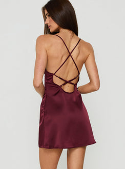 Coralinna Sequin Bust Low Back Mini Dress Cherry