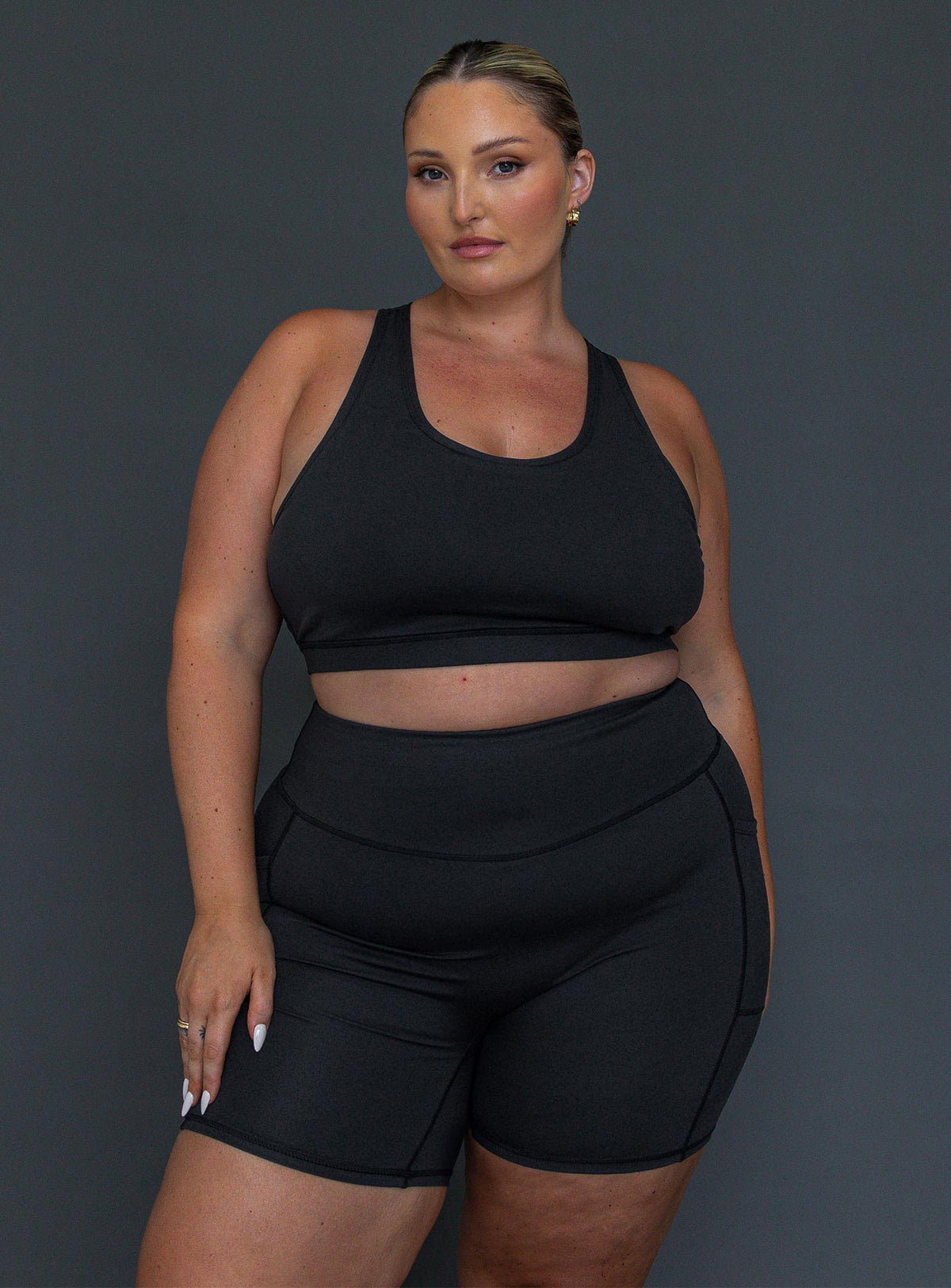 Black active shorts Featuring a high-waisted design & twin slip leg pockets