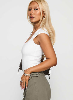 side view of model wearing Princess Polly Want You Forever Bodysuit White Short Sleeve Bodysuit 