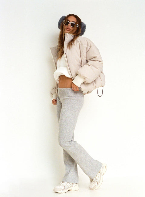 Front view of model wearing  front Princess Polly High Waisted Pants  Westaway Pants Grey
