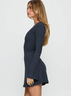 Best Interest Long Sleeve Mini Dress Navy