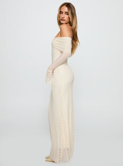 Perdita Long Sleeve Lace Maxi Dress Cream