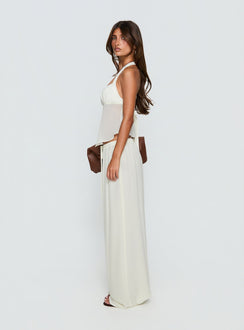 Designed with the Finesse Pants Yellow womens-regular-pants in mid-rise side view of model wearing Princess Polly