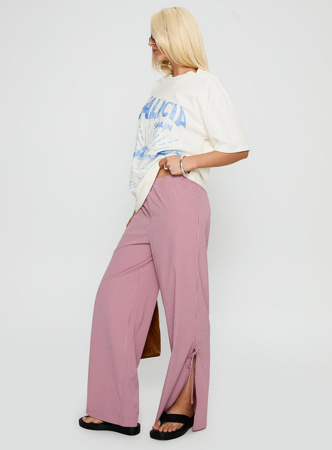 side view of model wearing Princess Polly Jinxie Tie Side Pants Pink Gingham High Rise Pants Pants 